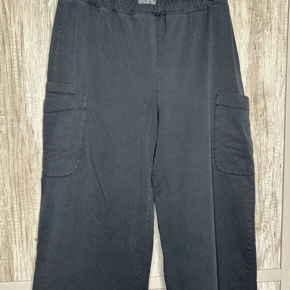 Iridium Pants Wide Leg Oversized Pockets Pull On Black Color Size M - Picture 2 of 7